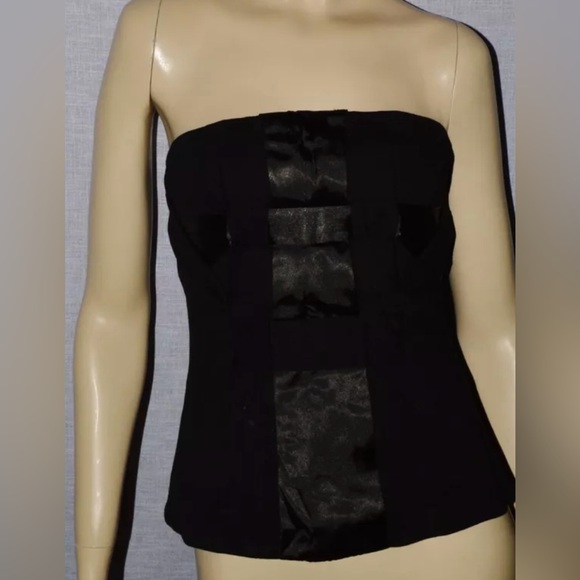 Bcbgmaxazria black satin ripon corset bustier top size medium - Picture 1 of 12